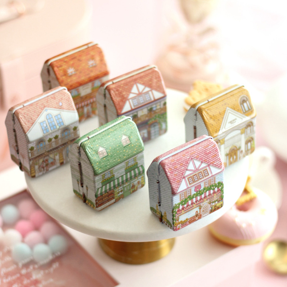 6Pcs Mini House Shaped Tin Box - Tin Container Lid ulasan dan harga