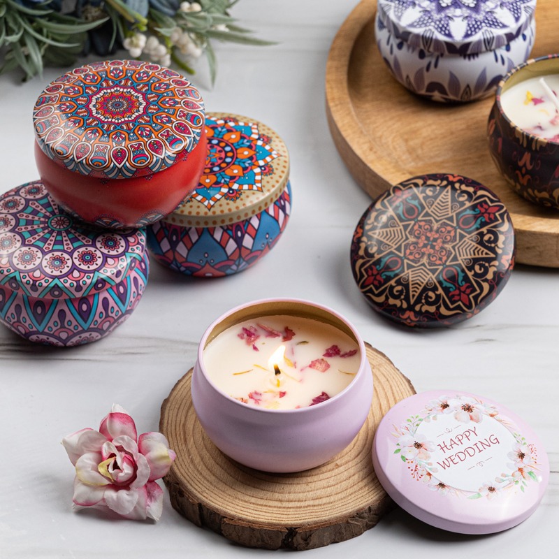 12pcs Premium Floral Printed C - Tin Container Lid ulasan dan harga